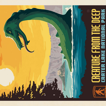 Legends Of The National Parks: Crater Lake's Creature From The Deep, Vintage Poster 100 Jigsaw Puzzle 3D Modell