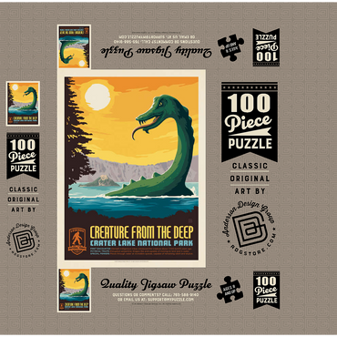 Legends Of The National Parks: Crater Lake's Creature From The Deep, Vintage Poster 100 Jigsaw Puzzle box 3D Modell