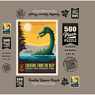 Legends Of The National Parks: Crater Lake's Creature From The Deep, Vintage Poster 500 Jigsaw Puzzle box 3D Modell