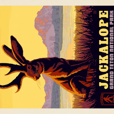 Legends Of The National Parks: Grand Teton's Jackalope, Vintage Poster 100 Jigsaw Puzzle 3D Modell