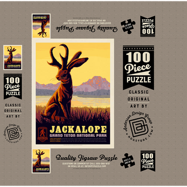 Legends Of The National Parks: Grand Teton's Jackalope, Vintage Poster 100 Jigsaw Puzzle box 3D Modell