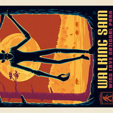 Legends Of The National Parks: Wind Cave's Walking Sam, Vintage Poster 100 Jigsaw Puzzle 3D Modell