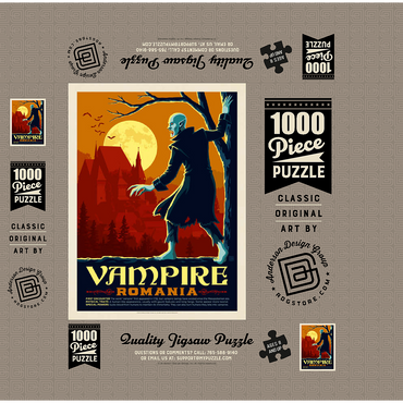Mythical Creatures: Vampire (Romania), Vintage Poster 1000 Jigsaw Puzzle box 3D Modell