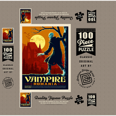 Mythical Creatures: Vampire (Romania), Vintage Poster 100 Jigsaw Puzzle box 3D Modell