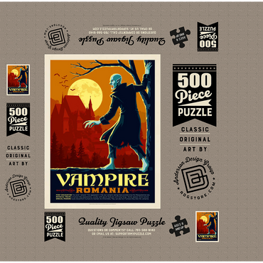 Mythical Creatures: Vampire (Romania), Vintage Poster 500 Jigsaw Puzzle box 3D Modell
