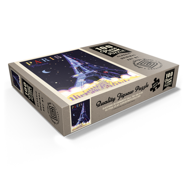 France: Paris, Eiffel Tower At Night (Mod Design), Vintage Poster 100 Jigsaw Puzzle box view1