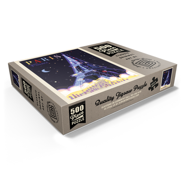 France: Paris, Eiffel Tower At Night (Mod Design), Vintage Poster 500 Jigsaw Puzzle box view1