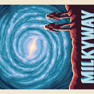 Milky Way Galaxy, Vintage Poster 100 Jigsaw Puzzle 3D Modell