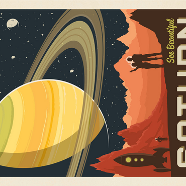 Saturn: From The Valleys Of Titan, Vintage Poster 1000 Jigsaw Puzzle 3D Modell