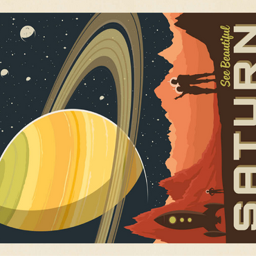 Saturn: From The Valleys Of Titan, Vintage Poster 100 Jigsaw Puzzle 3D Modell