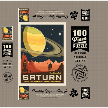 Saturn: From The Valleys Of Titan, Vintage Poster 100 Jigsaw Puzzle box 3D Modell