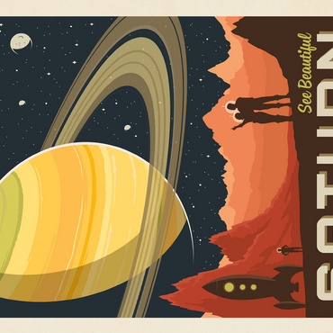 Saturn: From The Valleys Of Titan, Vintage Poster 500 Jigsaw Puzzle 3D Modell