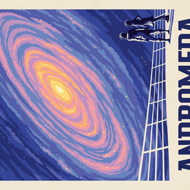 Andromeda Galaxy Tour, Vintage Poster 1000 Jigsaw Puzzle 3D Modell