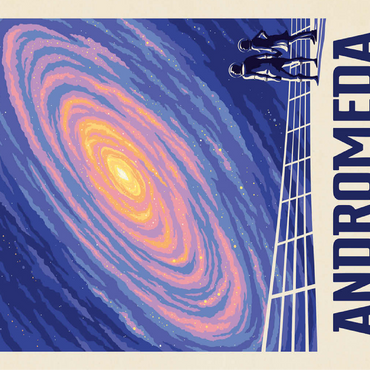 Andromeda Galaxy Tour, Vintage Poster 100 Jigsaw Puzzle 3D Modell