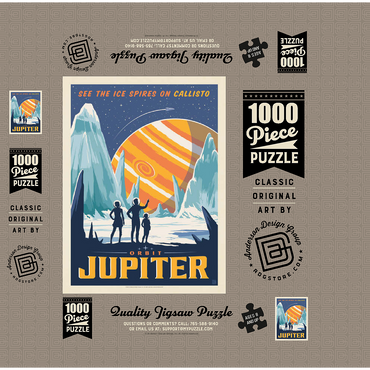 Jupiter: Ice Spires Of Callisto, Vintage Poster 1000 Jigsaw Puzzle box 3D Modell