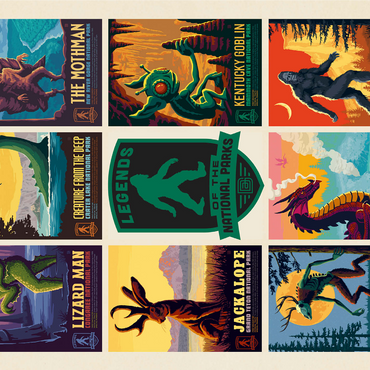 Legends Of The National Parks: Multi-Image Print - Edition 1, Vintage Poster 1000 Jigsaw Puzzle 3D Modell