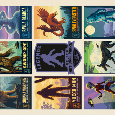 Legends Of The National Parks: Multi-Image Print - Edition 2, Vintage Poster 1000 Jigsaw Puzzle 3D Modell