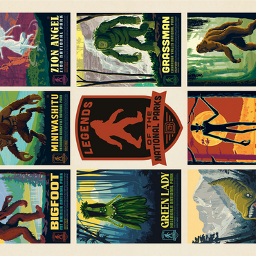 Legends Of The National Parks: Multi-Image Print - Edition 3, Vintage Poster 1000 Jigsaw Puzzle 3D Modell