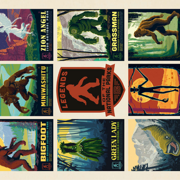 Legends Of The National Parks: Multi-Image Print - Edition 3, Vintage Poster 100 Jigsaw Puzzle 3D Modell