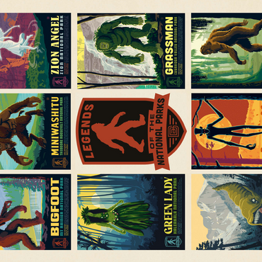 Legends Of The National Parks: Multi-Image Print - Edition 3, Vintage Poster 500 Jigsaw Puzzle 3D Modell