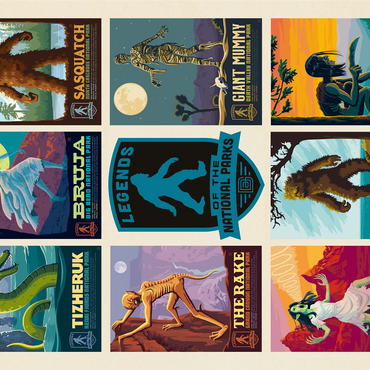 Legends Of The National Parks: Multi-Image Print - Edition 4, Vintage Poster 1000 Jigsaw Puzzle 3D Modell