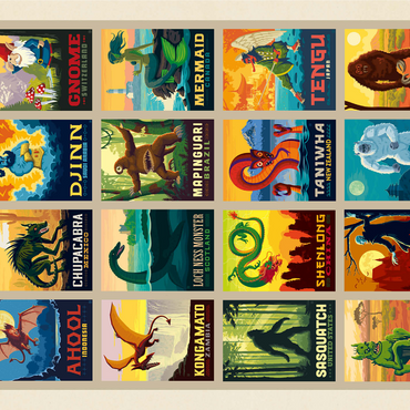 Mythical Creatures From Around The World, Vintage Poster 1000 Jigsaw Puzzle 3D Modell