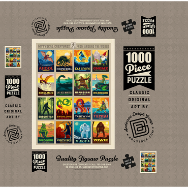 Mythical Creatures From Around The World, Vintage Poster 1000 Jigsaw Puzzle box 3D Modell