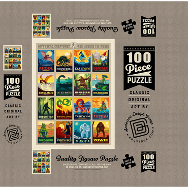 Mythical Creatures From Around The World, Vintage Poster 100 Jigsaw Puzzle box 3D Modell