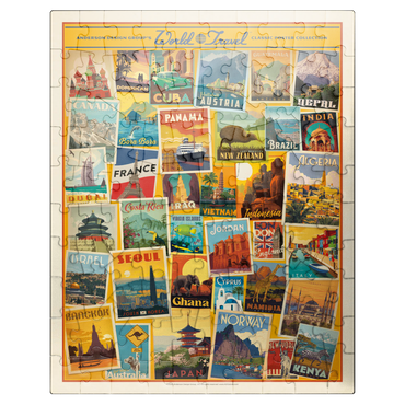 puzzleplate World Travel: Collage Print, Vintage Poster 100 Jigsaw Puzzle