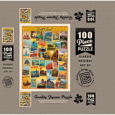 World Travel: Collage Print, Vintage Poster 100 Jigsaw Puzzle box 3D Modell