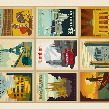 World Travel: Multi-Image Print - Edition 1, Vintage Poster 1000 Jigsaw Puzzle 3D Modell