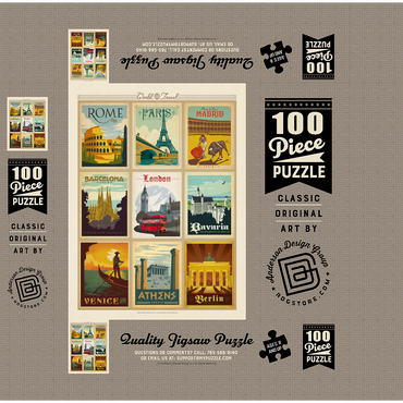 World Travel: Multi-Image Print - Edition 1, Vintage Poster 100 Jigsaw Puzzle box 3D Modell