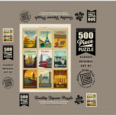 World Travel: Multi-Image Print - Edition 1, Vintage Poster 500 Jigsaw Puzzle box 3D Modell