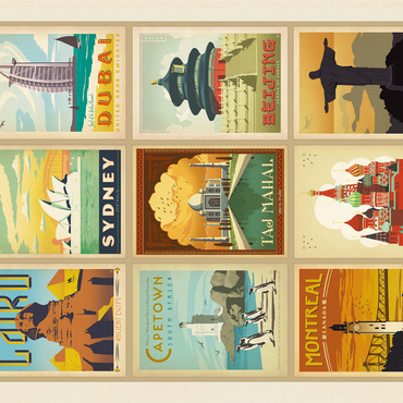 World Travel: Multi-Image Print - Edition 2, Vintage Poster 1000 Jigsaw Puzzle 3D Modell