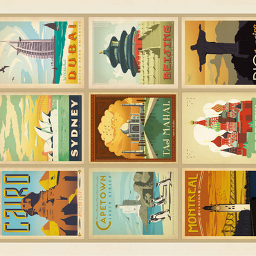 World Travel: Multi-Image Print - Edition 2, Vintage Poster 100 Jigsaw Puzzle 3D Modell