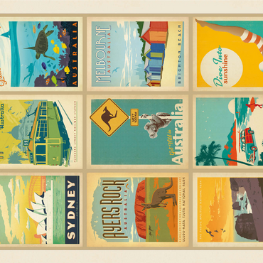 Australia: Multi-Image Print, Vintage Poster 1000 Jigsaw Puzzle 3D Modell