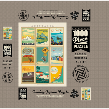 Australia: Multi-Image Print, Vintage Poster 1000 Jigsaw Puzzle box 3D Modell