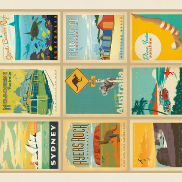 Australia: Multi-Image Print, Vintage Poster 100 Jigsaw Puzzle 3D Modell