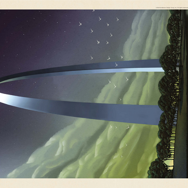 Gateway Arch National Park: Evening Glow, Vintage Poster 1000 Jigsaw Puzzle 3D Modell