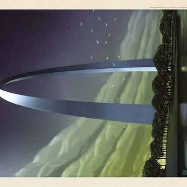 Gateway Arch National Park: Evening Glow, Vintage Poster 100 Jigsaw Puzzle 3D Modell