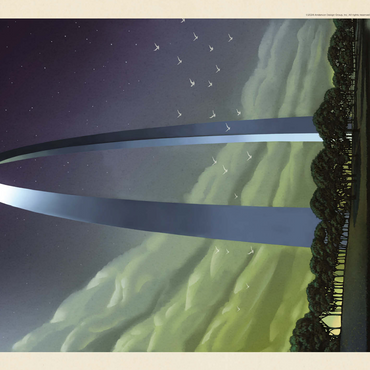 Gateway Arch National Park: Evening Glow, Vintage Poster 500 Jigsaw Puzzle 3D Modell
