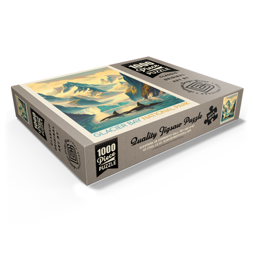 Glacier Bay National Park: Gliding Orcas, Vintage Poster 1000 Jigsaw Puzzle box view1