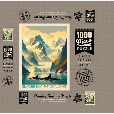 Glacier Bay National Park: Gliding Orcas, Vintage Poster 1000 Jigsaw Puzzle box 3D Modell