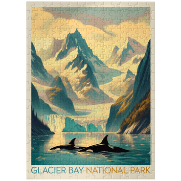 puzzleplate Glacier Bay National Park: Gliding Orcas, Vintage Poster 300 Jigsaw Puzzle