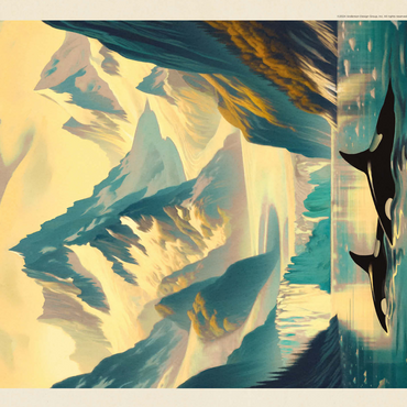 Glacier Bay National Park: Gliding Orcas, Vintage Poster 500 Jigsaw Puzzle 3D Modell