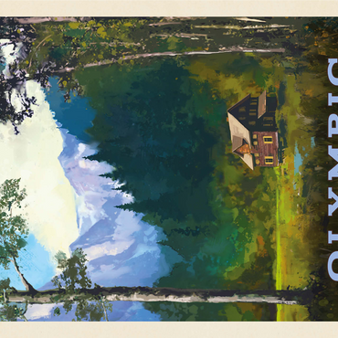 Olympic National Park: Enchanted Valley Chalet, Vintage Poster 1000 Jigsaw Puzzle 3D Modell