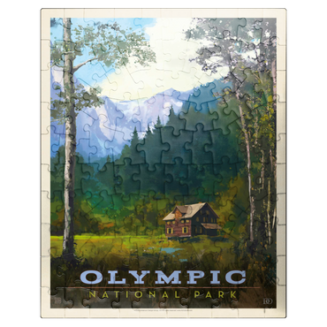 puzzleplate Olympic National Park: Enchanted Valley Chalet, Vintage Poster 100 Jigsaw Puzzle