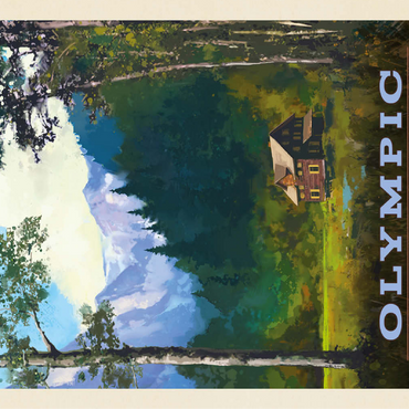 Olympic National Park: Enchanted Valley Chalet, Vintage Poster 100 Jigsaw Puzzle 3D Modell