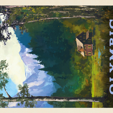 Olympic National Park: Enchanted Valley Chalet, Vintage Poster 500 Jigsaw Puzzle 3D Modell
