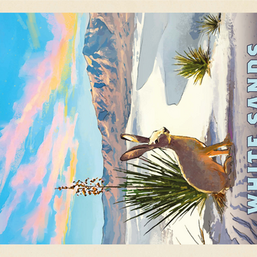 White Sands National Park: Jack Rabbit, Vintage Poster 1000 Jigsaw Puzzle 3D Modell